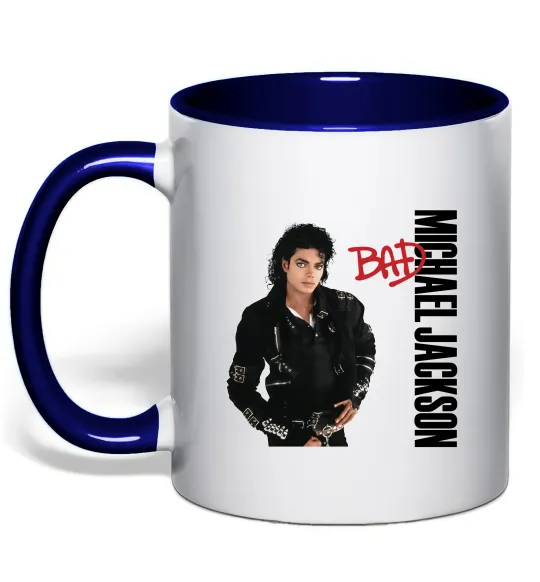 Чашка с цветной ручкой Майкл Джексон Bad Глубокий темно-синий фото