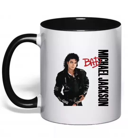 Чашка с цветной ручкой Майкл Джексон Bad Черный фото