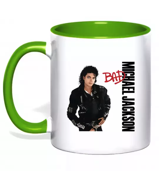 Чашка с цветной ручкой Майкл Джексон Bad Зеленый фото