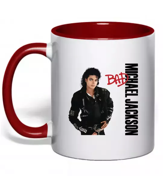 Чашка с цветной ручкой Майкл Джексон Bad Красный фото