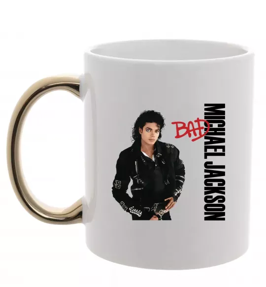 Чашка с цветной ручкой Майкл Джексон Bad Золото фото