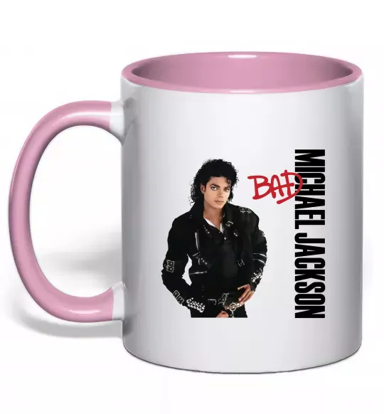 Чашка с цветной ручкой Майкл Джексон Bad Нежно розовый фото