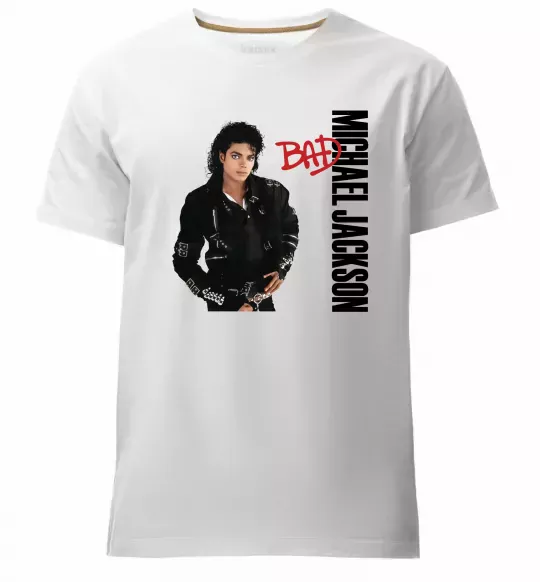 Мужская премиум футболка Майкл Джексон Bad Белый фото
