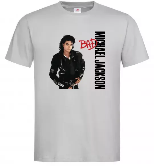 Чоловіча футболка Майкл Джексон Bad Сірий фото