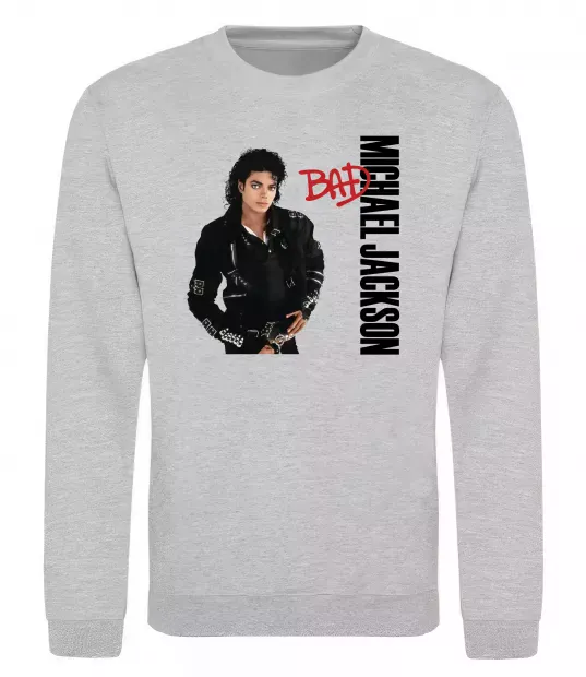 Свитшот Майкл Джексон Bad Серый меланж фото