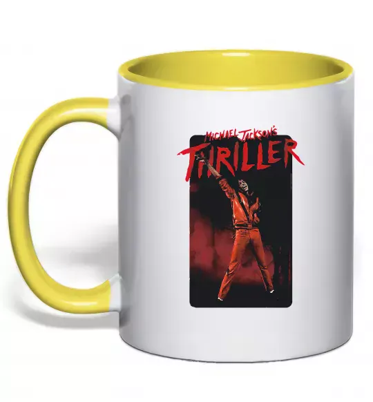 Чашка з кольоровою ручкою Michael Jackson Thriller Сонячно жовтий фото