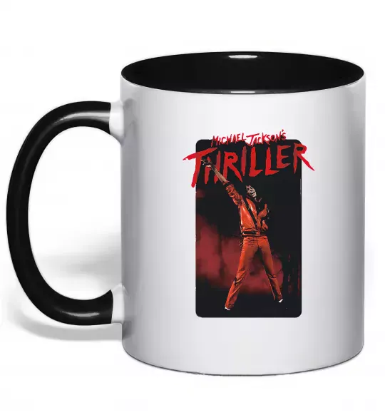 Чашка з кольоровою ручкою Michael Jackson Thriller Чорний фото