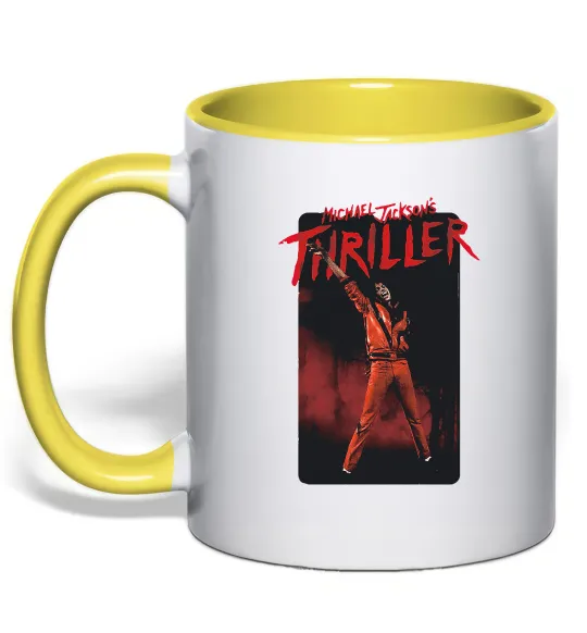 Чашка з кольоровою ручкою Michael Jackson Thriller Лимонний фото