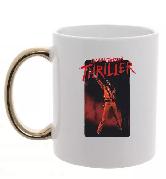 Чашка з кольоровою ручкою Michael Jackson Thriller Золото фото