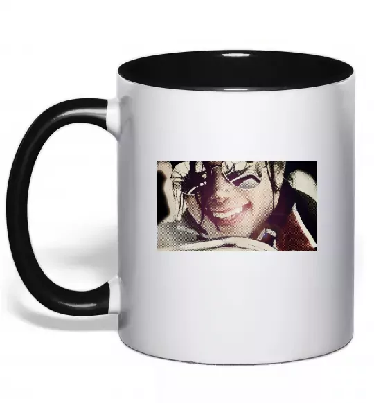 Чашка с цветной ручкой Майкл Джексон Черный фото