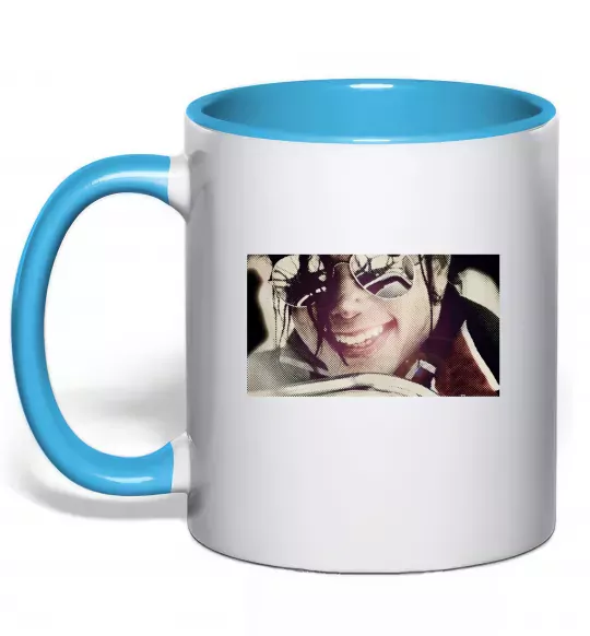 Чашка с цветной ручкой Майкл Джексон Голубой фото