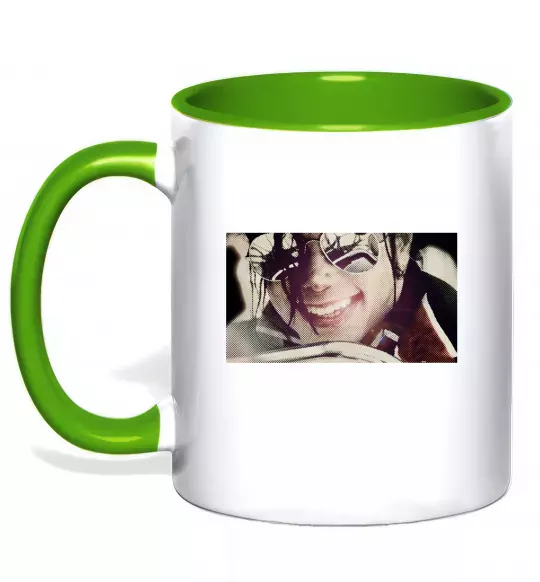 Чашка с цветной ручкой Майкл Джексон Зеленый фото