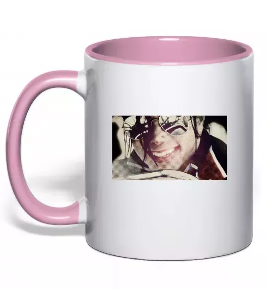 Чашка с цветной ручкой Майкл Джексон Нежно розовый фото