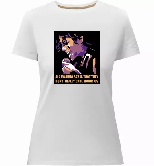 Жіноча преміум футболка Don`t really care abous us Білий фото