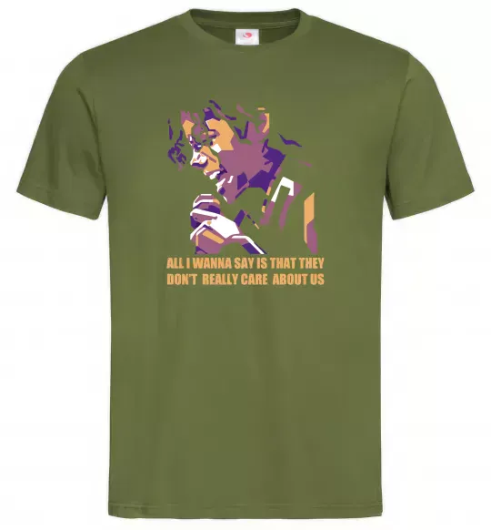 Чоловіча футболка Don`t really care abous us Оливковий фото