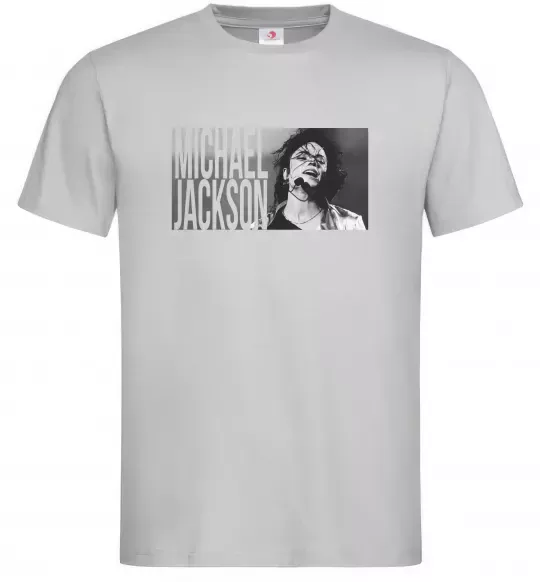 Чоловіча футболка Michael Jackson з мікрофоном Сірий фото