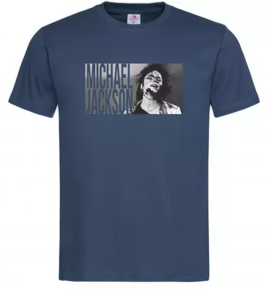 Чоловіча футболка Michael Jackson з мікрофоном Темно-синій фото