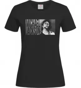 Женская футболка Michael Jackson з мікрофоном Черный фото
