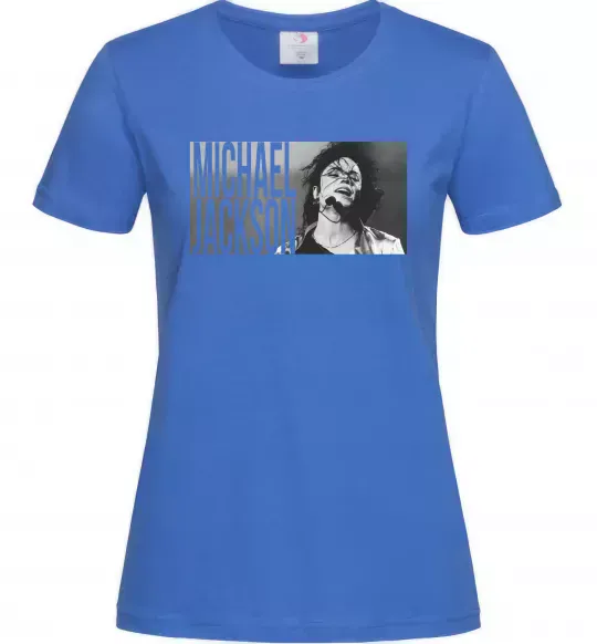 Женская футболка Michael Jackson з мікрофоном Ярко-синий фото
