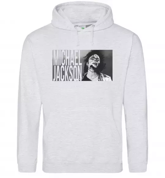 Мужская толстовка (худи) Michael Jackson з мікрофоном Серый меланж фото