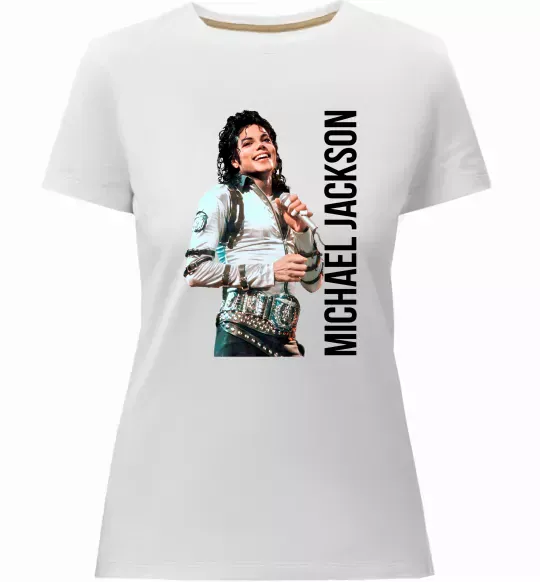 Жіноча преміум футболка Майкл Джексон на сцені Білий фото
