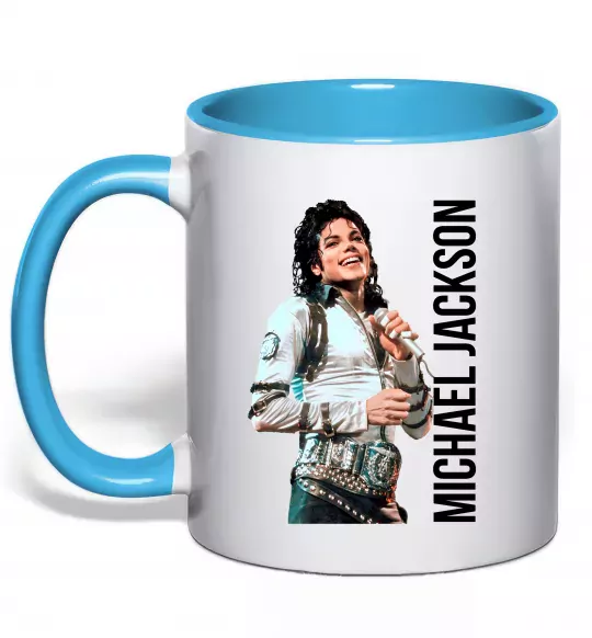 Чашка с цветной ручкой Майкл Джексон на сцені Голубой фото