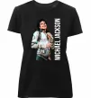 Жіноча преміум футболка Майкл Джексон на сцені Чорний фото