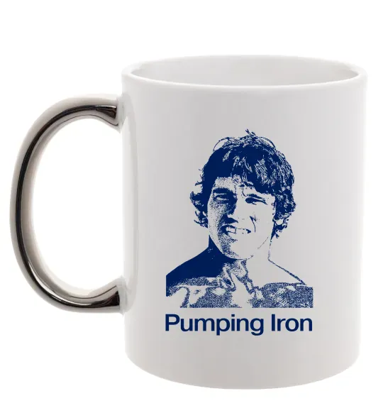 Чашка с цветной ручкой Pumping Iron Серебро фото