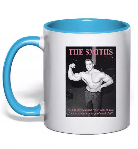 Чашка з кольоровою ручкою Арнольд Шварценеггер The Smiths Блакитний фото