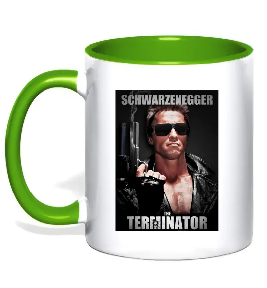 Чашка з кольоровою ручкою Schwarzenegger The Terminator Лаймовий фото