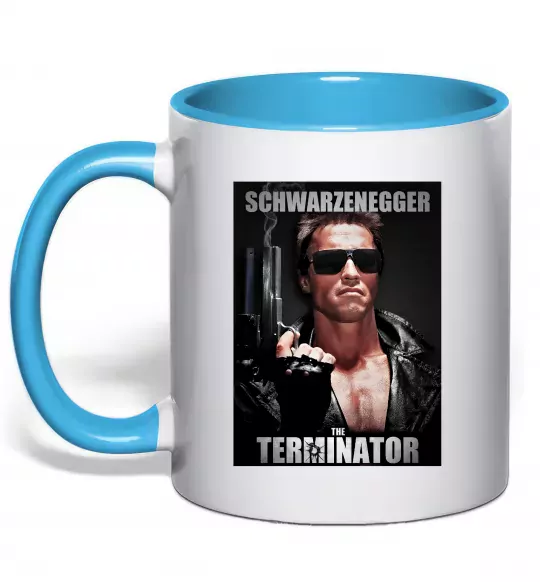 Чашка с цветной ручкой Schwarzenegger The Terminator Голубой фото