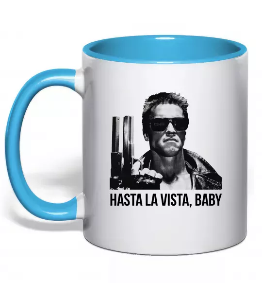 Чашка з кольоровою ручкою Arnold Schwarzenegger Блакитний фото