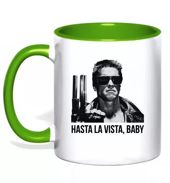 Чашка з кольоровою ручкою Arnold Schwarzenegger Зелений фото