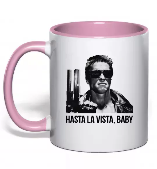 Чашка з кольоровою ручкою Arnold Schwarzenegger Ніжно рожевий фото