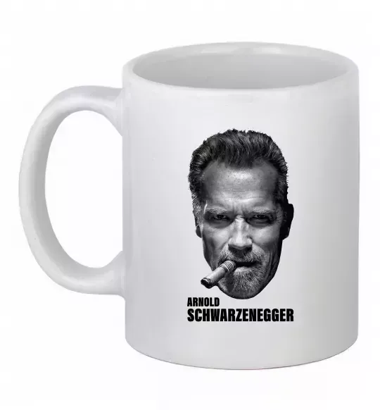 Чашка керамическая Арнольд Шварценеггер з сигарою Белый фото