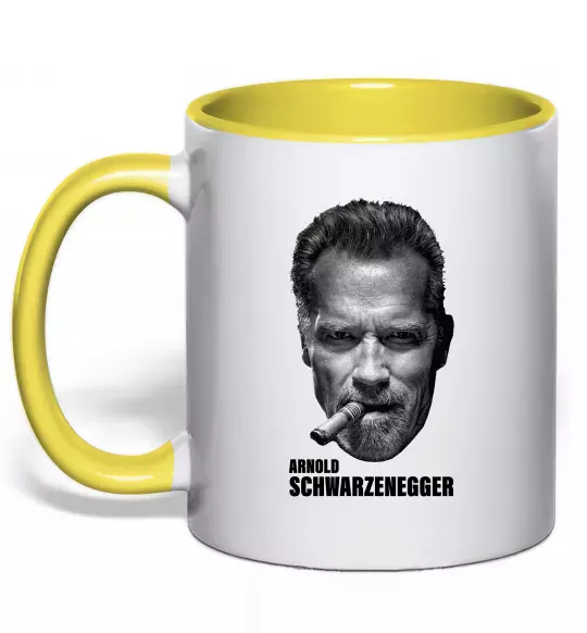 Чашка с цветной ручкой Арнольд Шварценеггер з сигарою Солнечно желтый фото