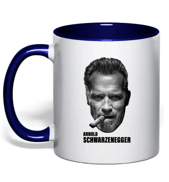 Чашка с цветной ручкой Арнольд Шварценеггер з сигарою Глубокий темно-синий фото