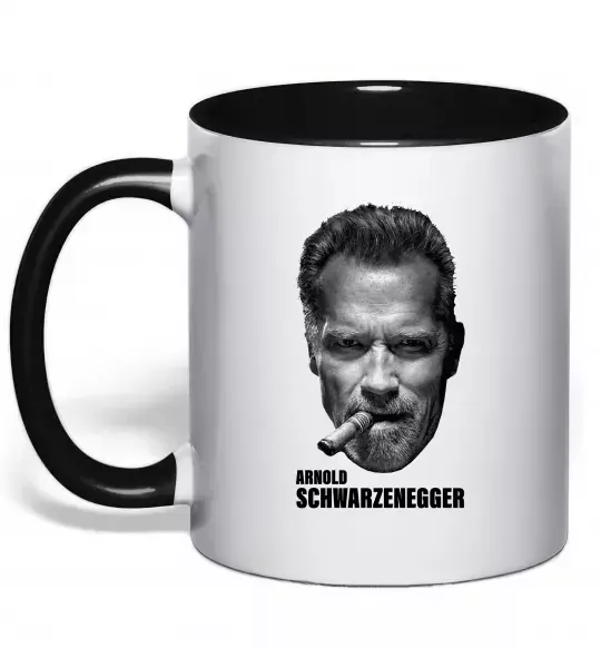 Чашка с цветной ручкой Арнольд Шварценеггер з сигарою Черный фото