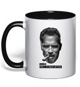 Чашка с цветной ручкой Арнольд Шварценеггер з сигарою