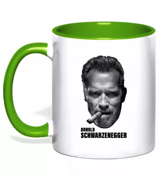Чашка с цветной ручкой Арнольд Шварценеггер з сигарою Зеленый фото