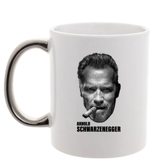 Чашка с цветной ручкой Арнольд Шварценеггер з сигарою Серебро фото