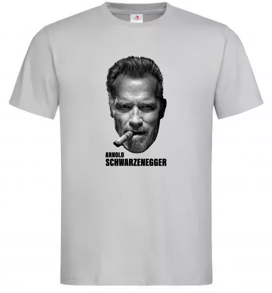 Мужская футболка Арнольд Шварценеггер з сигарою Серый фото
