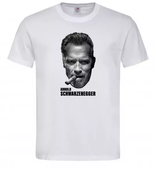 Мужская футболка Арнольд Шварценеггер з сигарою Белый фото