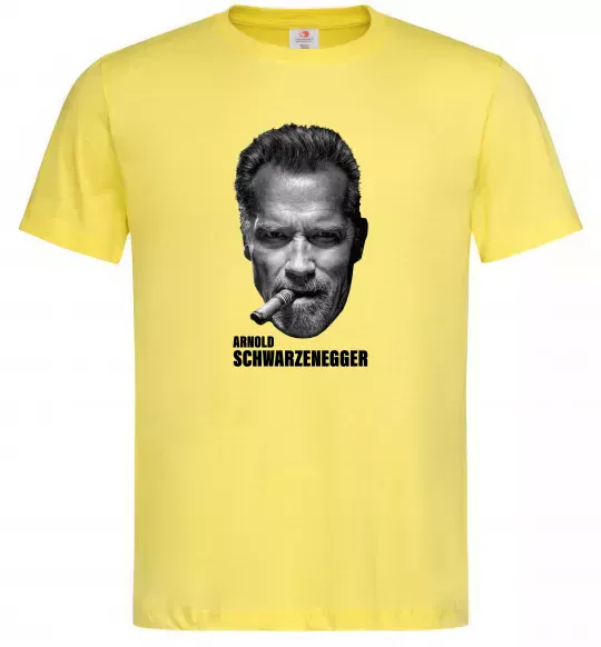 Мужская футболка Арнольд Шварценеггер з сигарою Лимонный фото