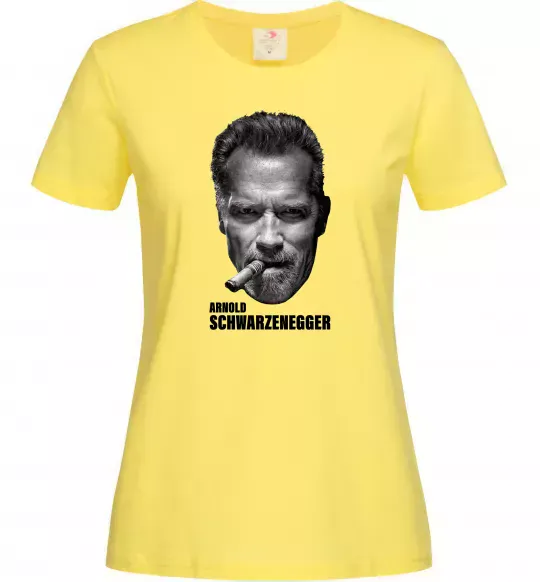 Женская футболка Арнольд Шварценеггер з сигарою Лимонный фото