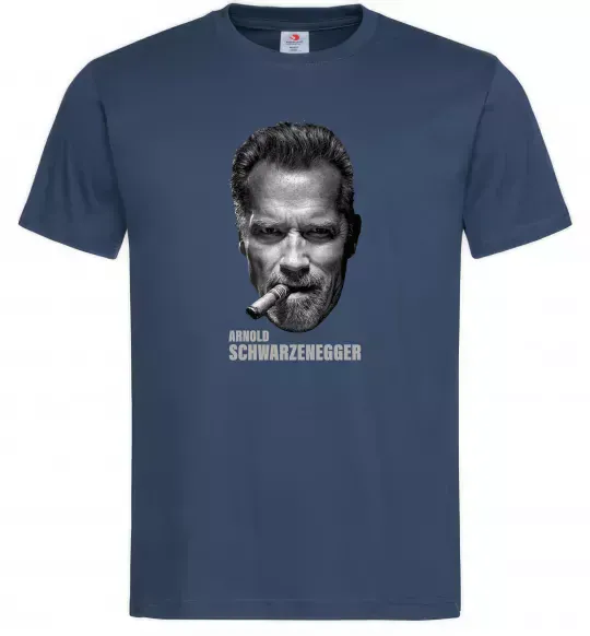 Мужская футболка Арнольд Шварценеггер з сигарою Темно-синий фото