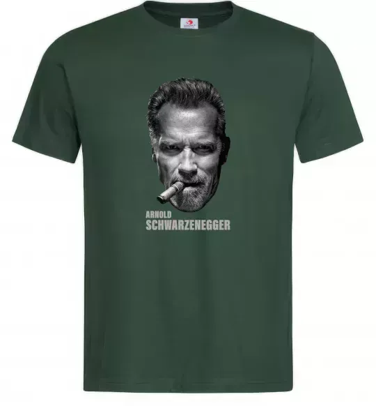 Мужская футболка Арнольд Шварценеггер з сигарою Темно-зеленый фото