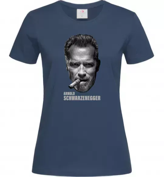 Женская футболка Арнольд Шварценеггер з сигарою Темно-синий фото