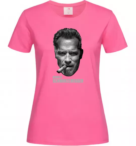 Женская футболка Арнольд Шварценеггер з сигарою Ярко-розовый фото