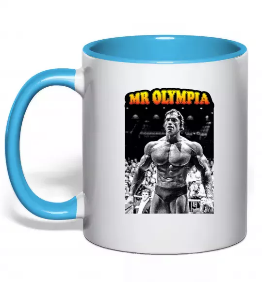 Чашка с цветной ручкой Mr. Olympia Голубой фото